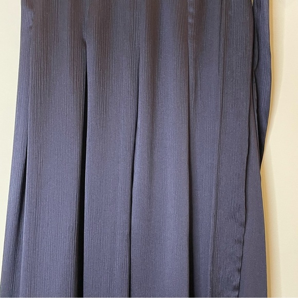 L'Agence Ocean 100% Silk Maxi Skirt High Slit Midnight Blue Small - Picture 7 of 16